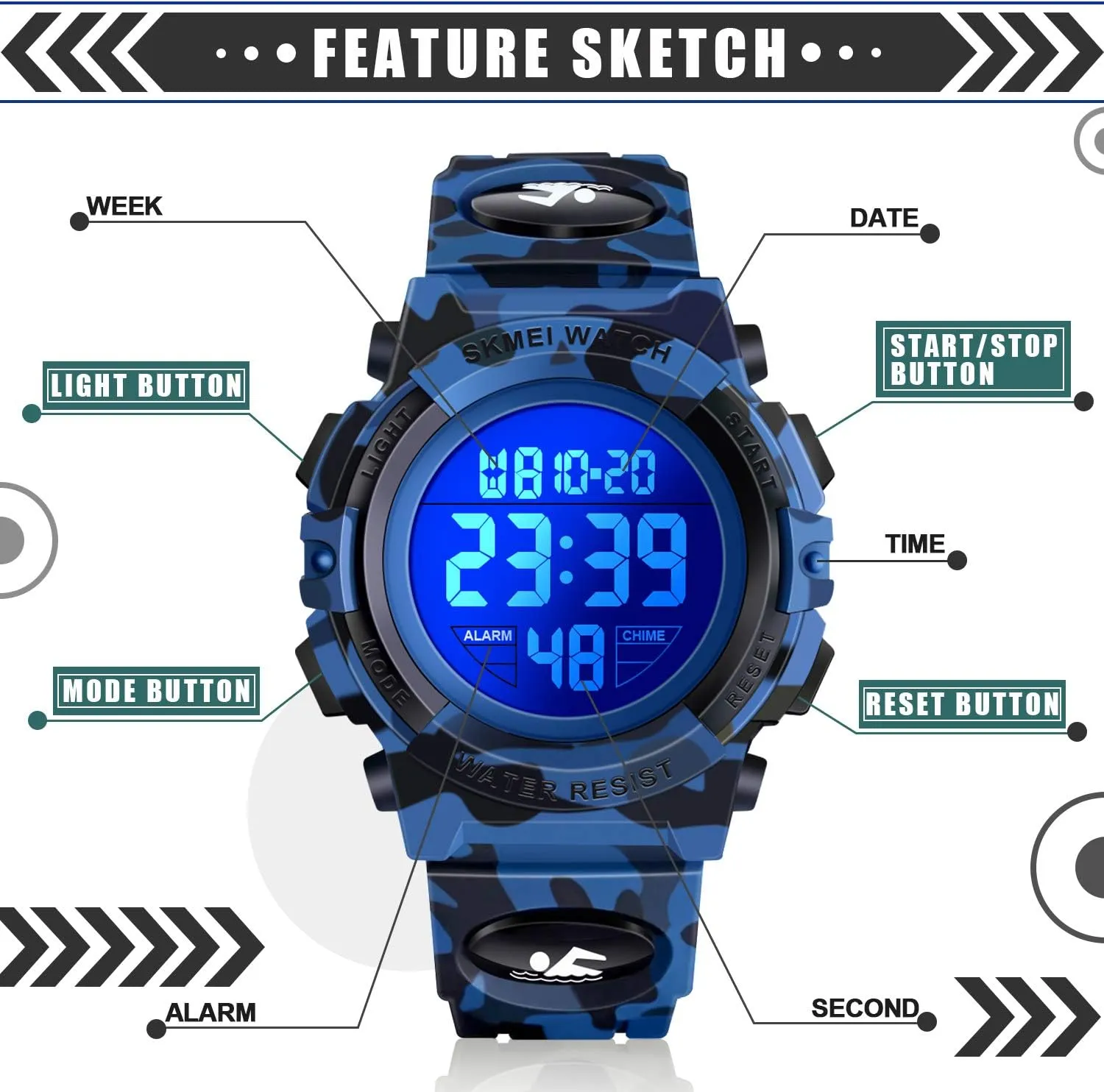 ATIMO LED 50M Waterproof Kids Digital Sport Watch - Kids Gifts