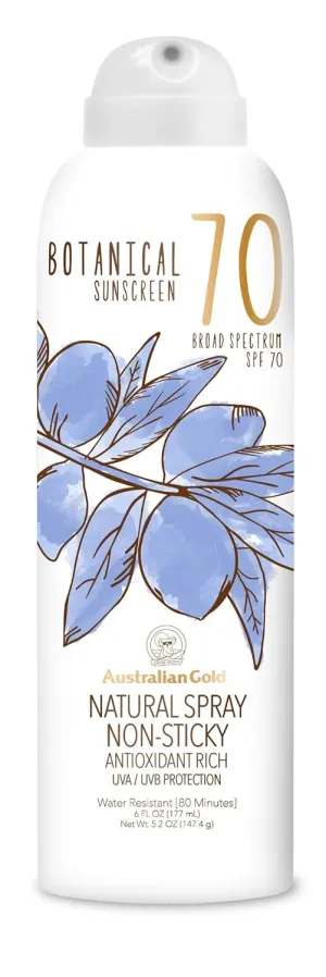 Australian Gold Botanical SPF 70 Natural Sunscreen Spray, Broad Spectrum Sunblock, Formulated with Antioxidants-Rich and Natural Native-Australian Ingredients, Citrus Oasis Fragrance, 6 Fl Oz