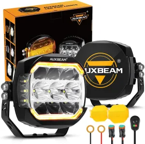 Auxbeam XP-Ultra Series 5 Inch LED Pod Lights, 174W 20400LM 270° Side Shooter Light Bar, Amber DRL & Turn Signal, Spot Flood Combo, Amber/Black Light Covers, Offroad Fog Lights 4x4 Off-Road Truck Jeep
