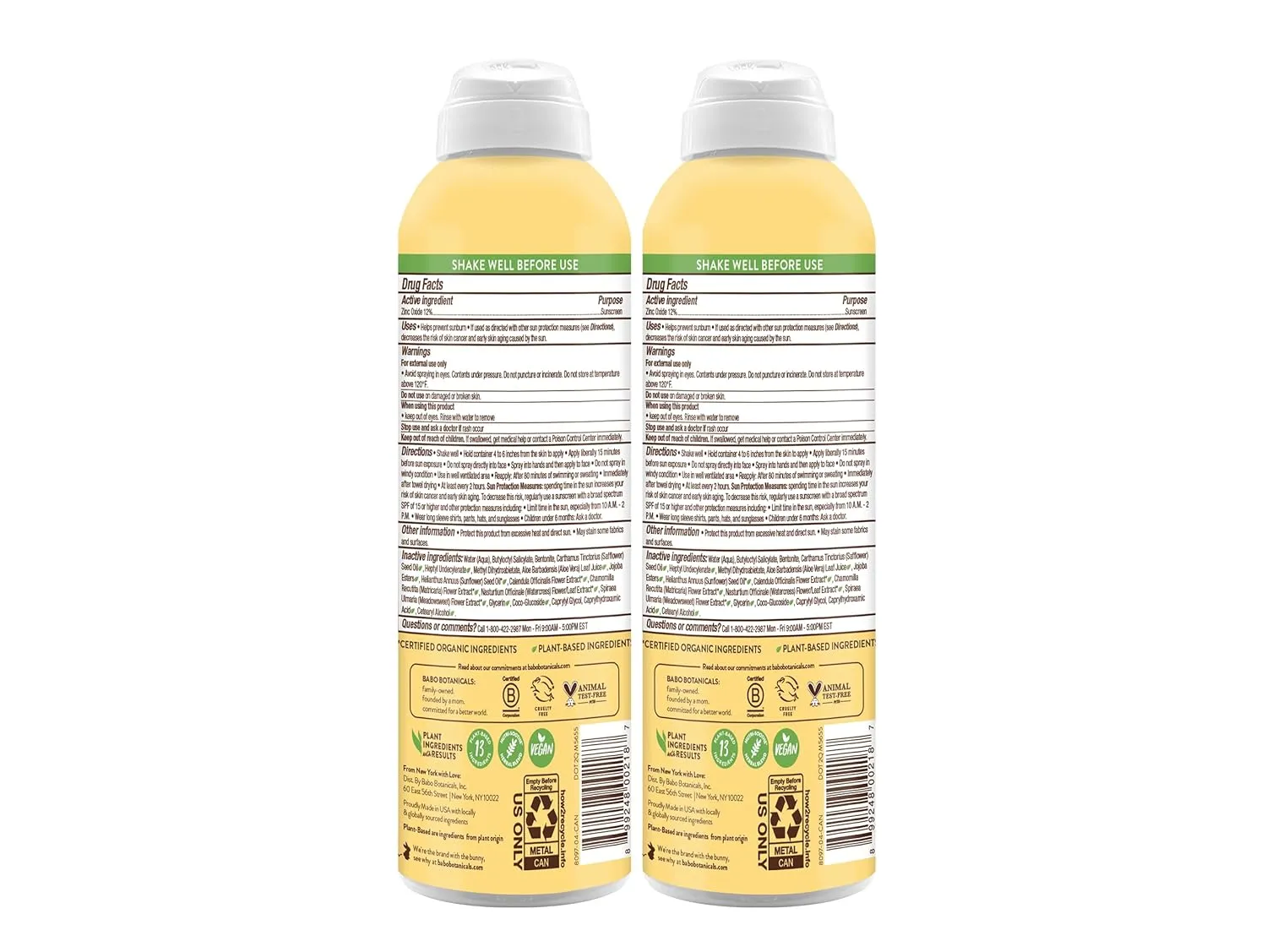Babo Botanicals Sheer Zinc Continuous Sunscreen Spray SPF30 - Natural Zinc Oxide - Extra Sensitive Skin - Water Resistant - Vegan - Fragrance-Free - Air-Powered Spray - For all ages