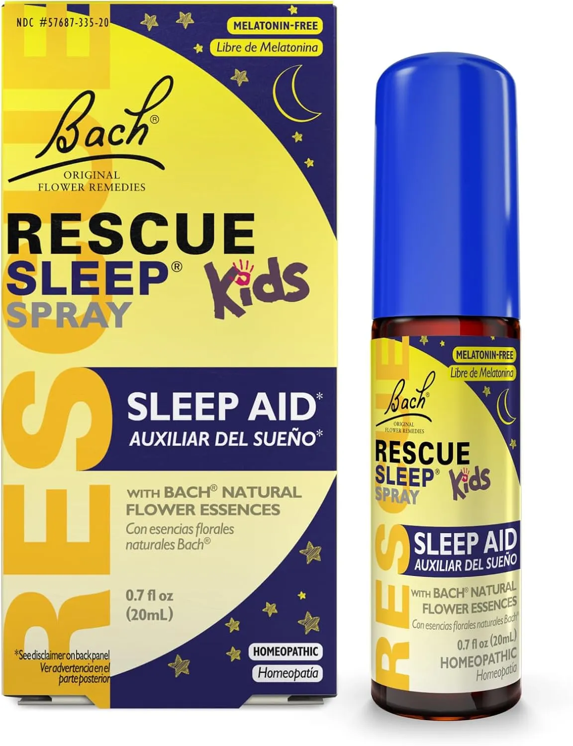 Bach RESCUE Sleep Kids Spray, Melatonin-Free, Sleep Aid for Children, Homeopathic, Flower Essences, 20mL