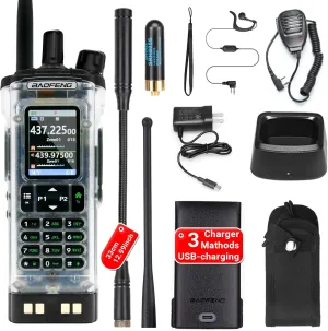 BAOFENG UV-32 10W Transparent Ham 2 Way Radio GPS One-Key Frequency Matching Writing Frequency APP Satellite Positioning Type-C UV32(1PC) (1)