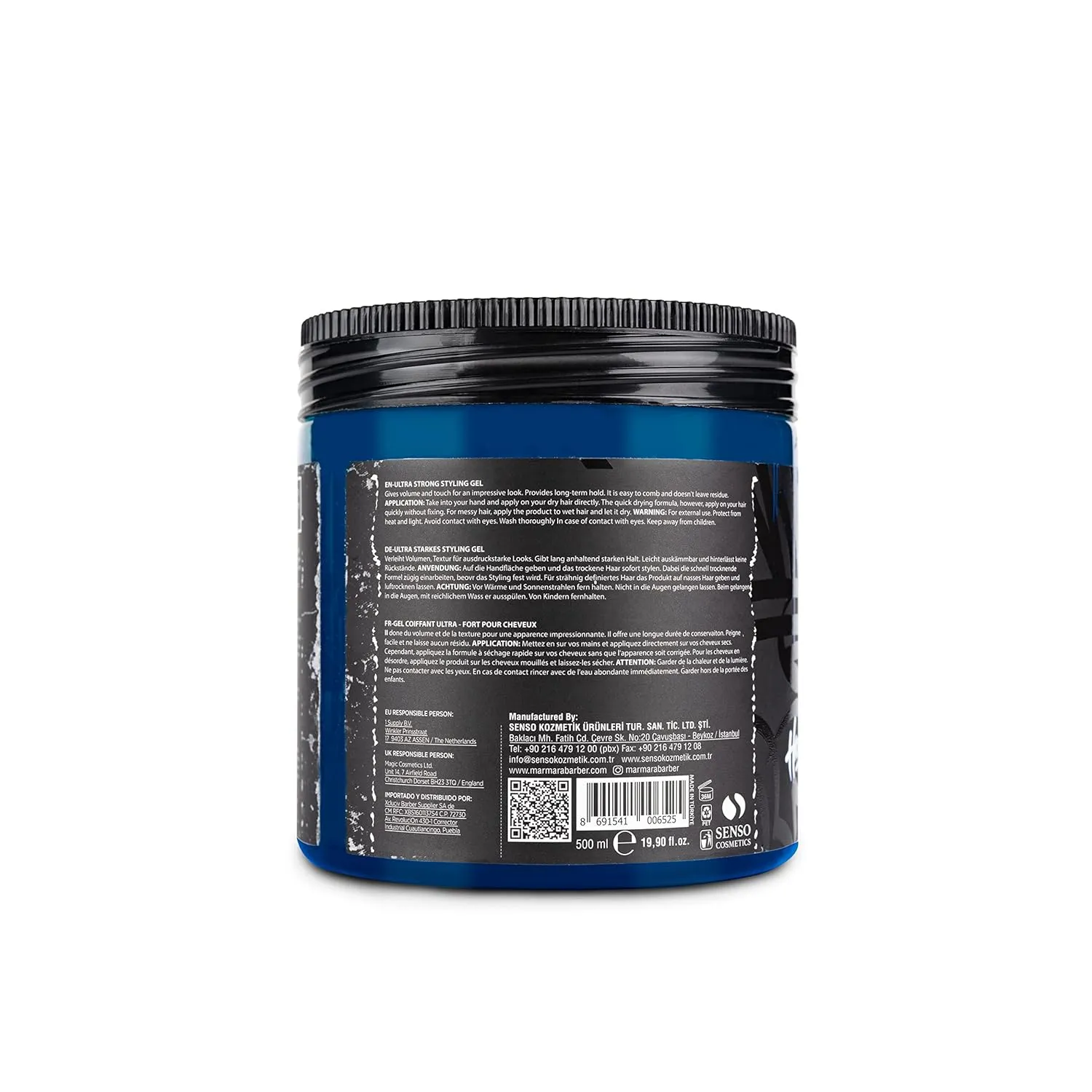 BARBER MARMARA No.34 Hair Styling Gel 500 ml – Men's Hair Gel – Strong Hold – No Gluing and No Residue – Alcohol Free – Fresh Fragrance – Hair Gel – Wet Hair Look – Rubber Effect