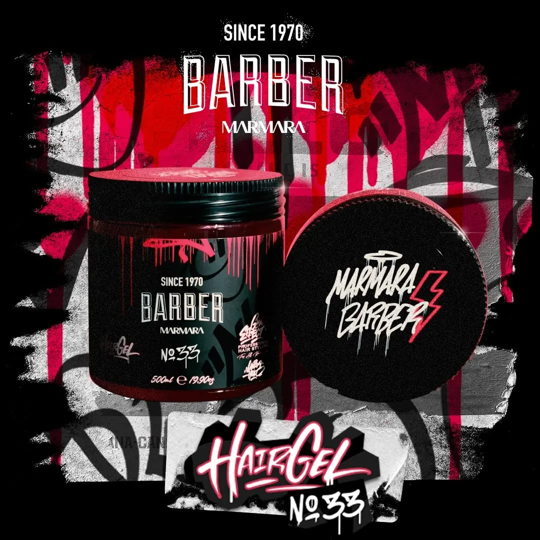 BARBER MARMARA No.34 Hair Styling Gel 500 ml – Men's Hair Gel – Strong Hold – No Gluing and No Residue – Alcohol Free – Fresh Fragrance – Hair Gel – Wet Hair Look – Rubber Effect