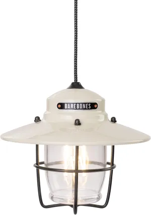 Barebones Outpost Pendant Light - Vintage White, Weather-Resistant USB-C LED Lantern with Dimmable Coiled Edison Filament, 10.5' Braided Cord, Rustic Outdoor Lighting for Patio, Porch and Backyard