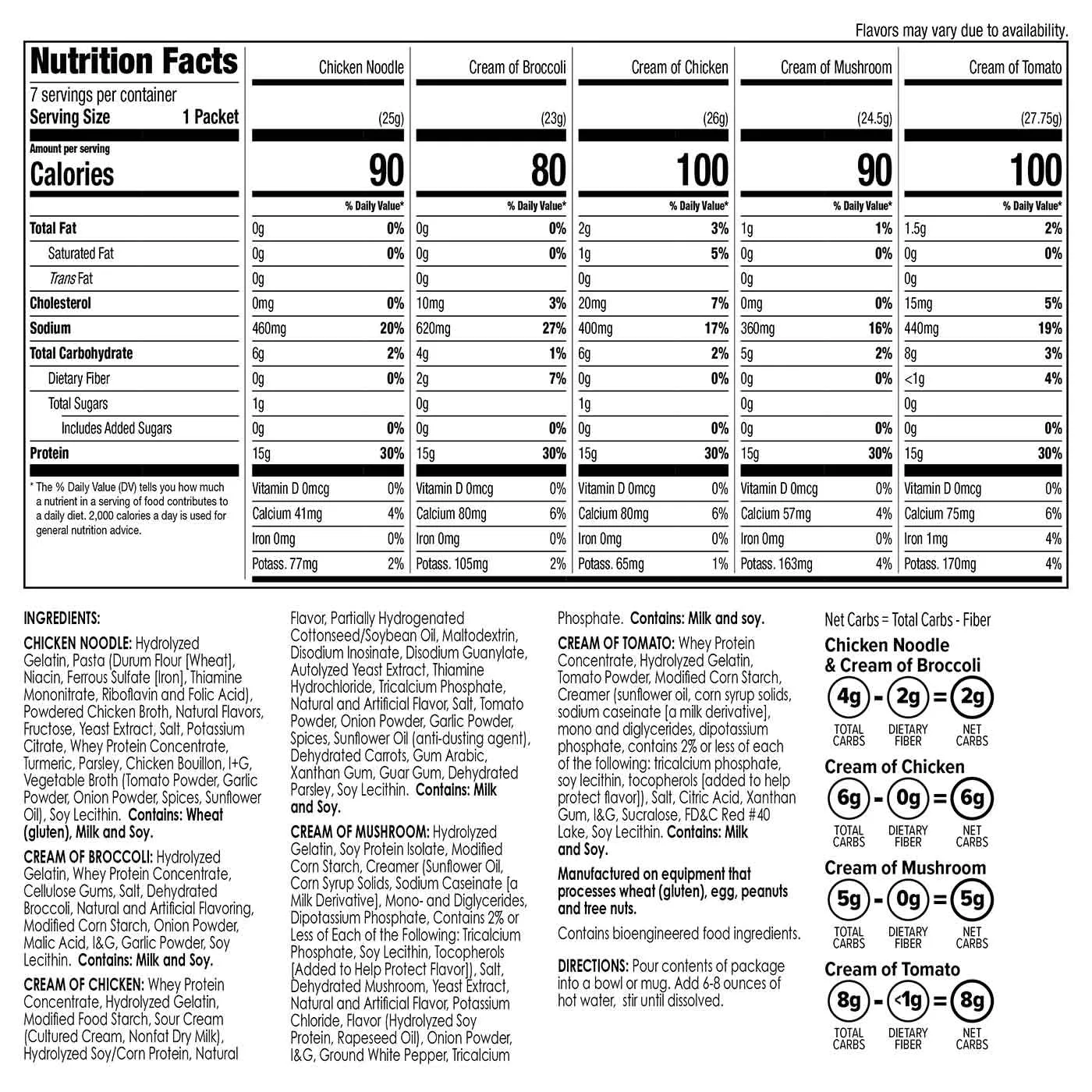 BariWise Protein Soup Mix, Variety Pack, 15g Protein, Low Carb (7ct)