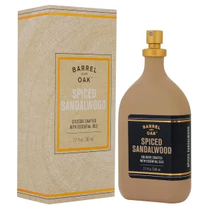 Barrel and Oak - Natural Fragrance Cologne for Men, Eau de Cologne, Essential Oil-Based Scent, Fresh Bergamot & White Cedar Blend, Paraben- & SLS-Free, Vegan (Spiced Sandalwood, 2.7 fl oz)