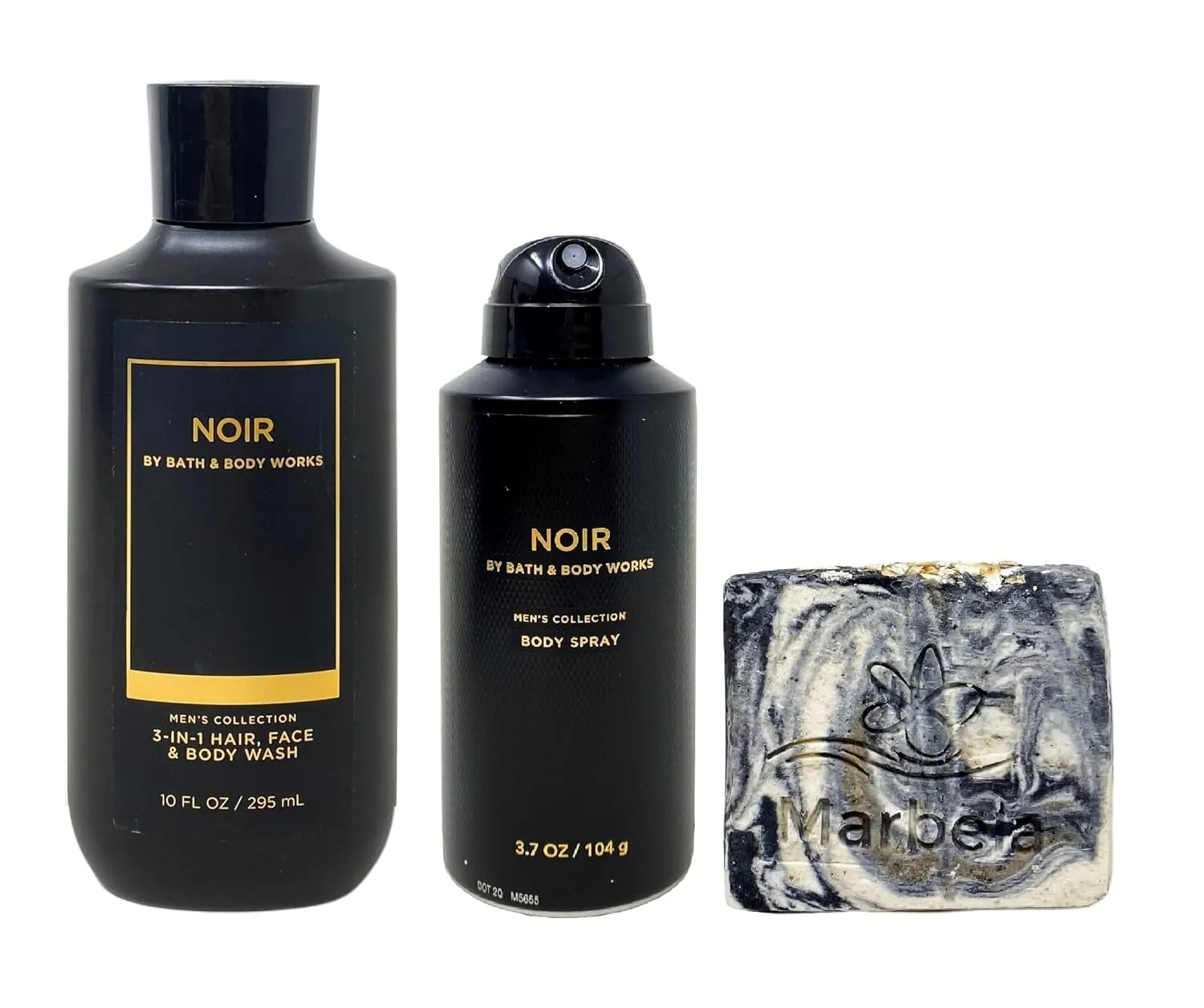 Bath & Body Works Men's Noir 2 Piece Gift Set with a Charcoal Scrub Soap - 3-in-1 Hair, Face & Body Wash and Body Spray- Full Size