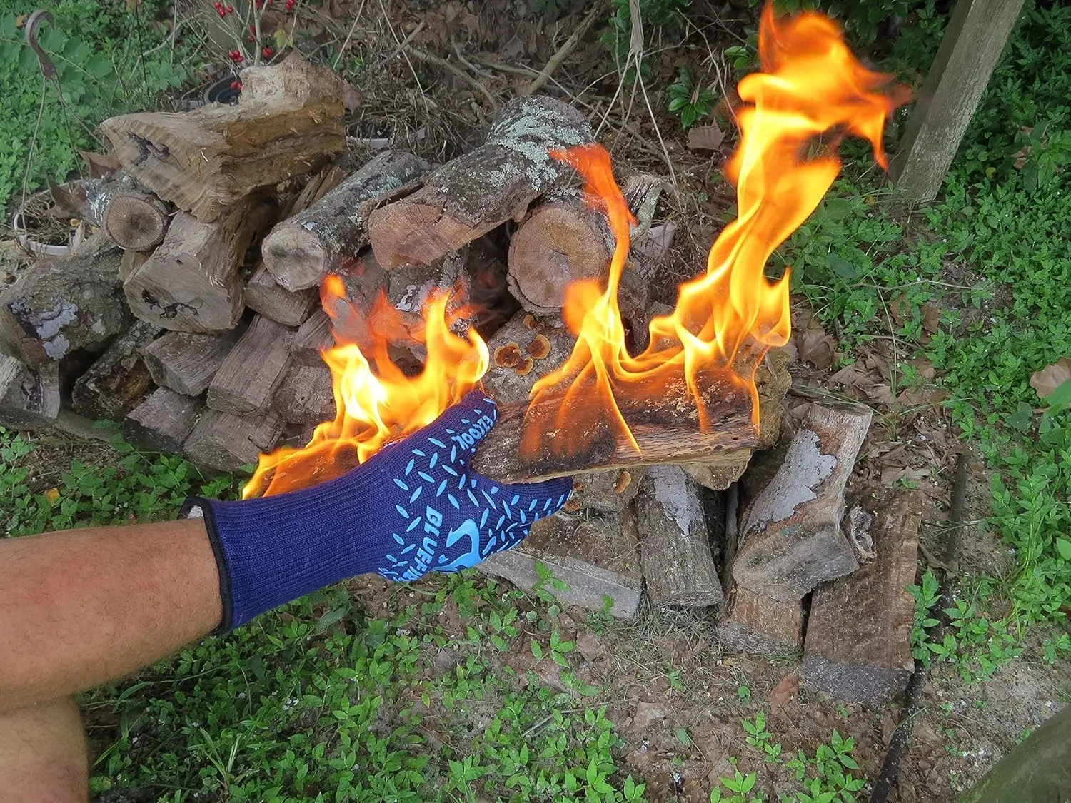 BBQ Grill Firepit Oven Mitts Highest Heat Resistance EN407 Lab Certified (X-Large, Black/Black)