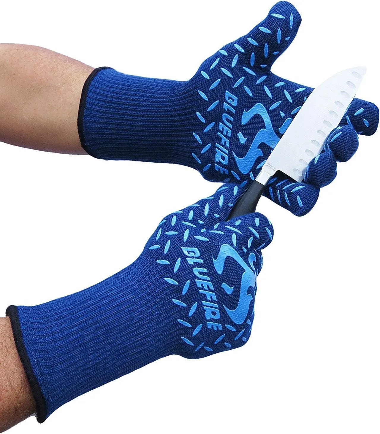 BBQ Grill Firepit Oven Mitts Highest Heat Resistance EN407 Lab Certified (X-Large, Black/Black)