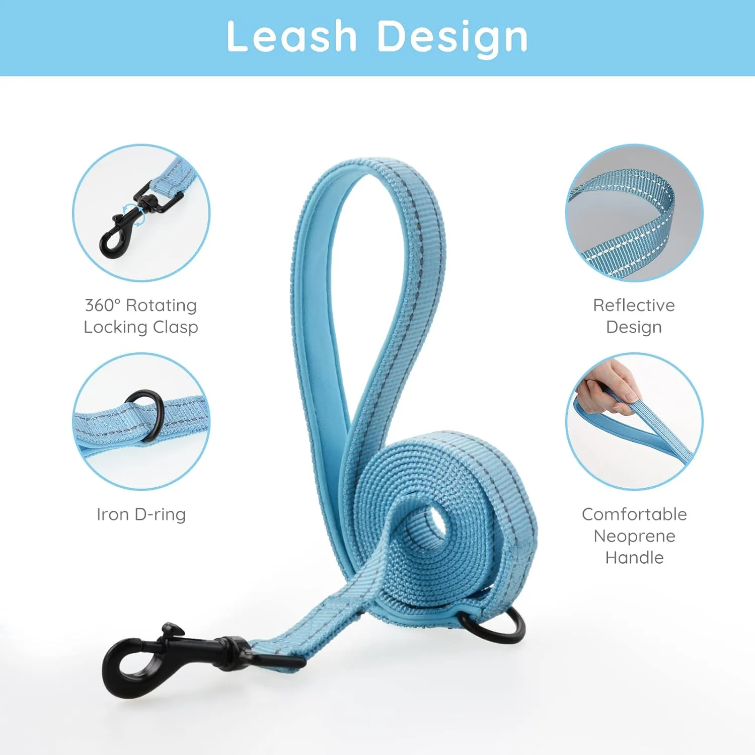 BELLA & PAL Puppy Harness with Leash Set, Step in Harness for Small Dogs, Dog Air Mesh Dog Vest Harness with Reflective Strip, No Pull No-Chock Harness for XXS, XS, Small, Medium Dog Cat (Sky Blue,M)