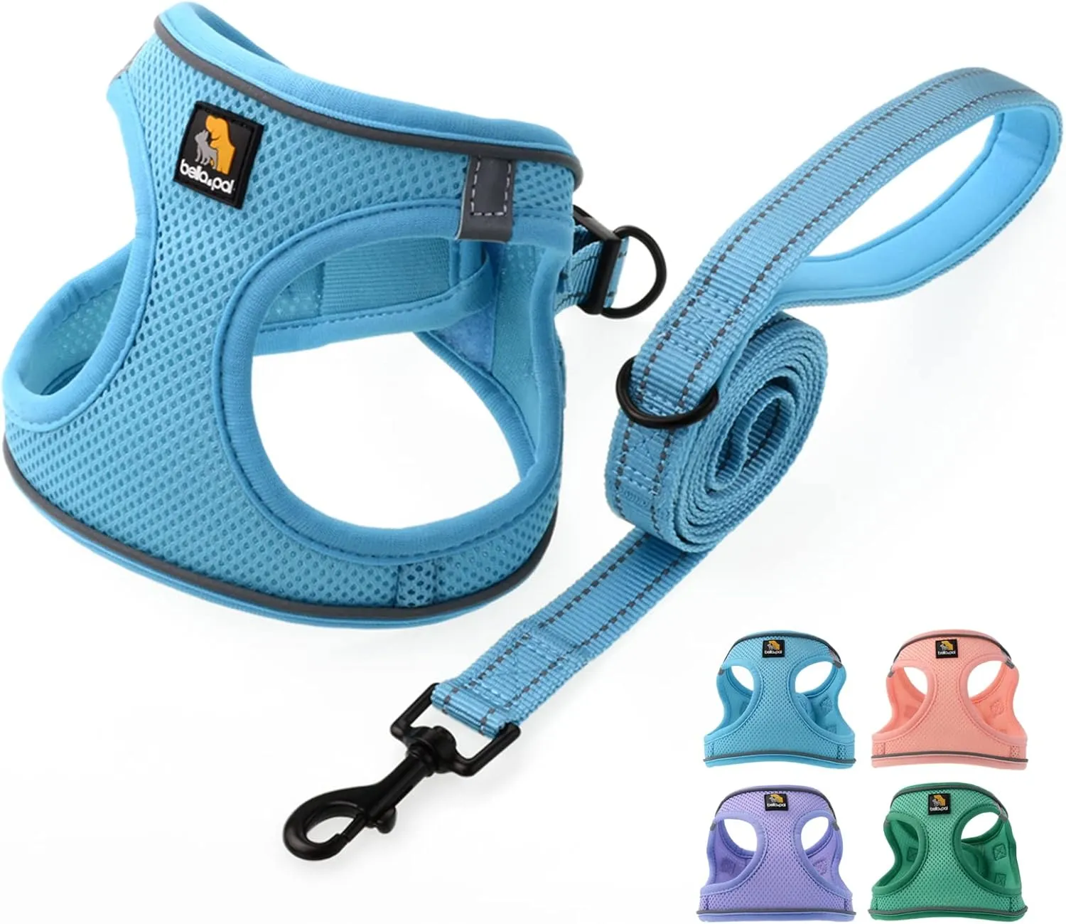 BELLA & PAL Puppy Harness with Leash Set, Step in Harness for Small Dogs, Dog Air Mesh Dog Vest Harness with Reflective Strip, No Pull No-Chock Harness for XXS, XS, Small, Medium Dog Cat (Sky Blue,M)