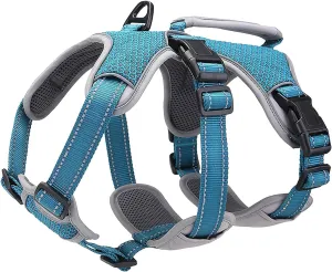 BELPRO Multi-Use Support Dog Harness, Escape Proof No Pull Reflective Adjustable Vest with Durable Handle, Dog Walking Harness for Big/Active Dogs (Blue, S)