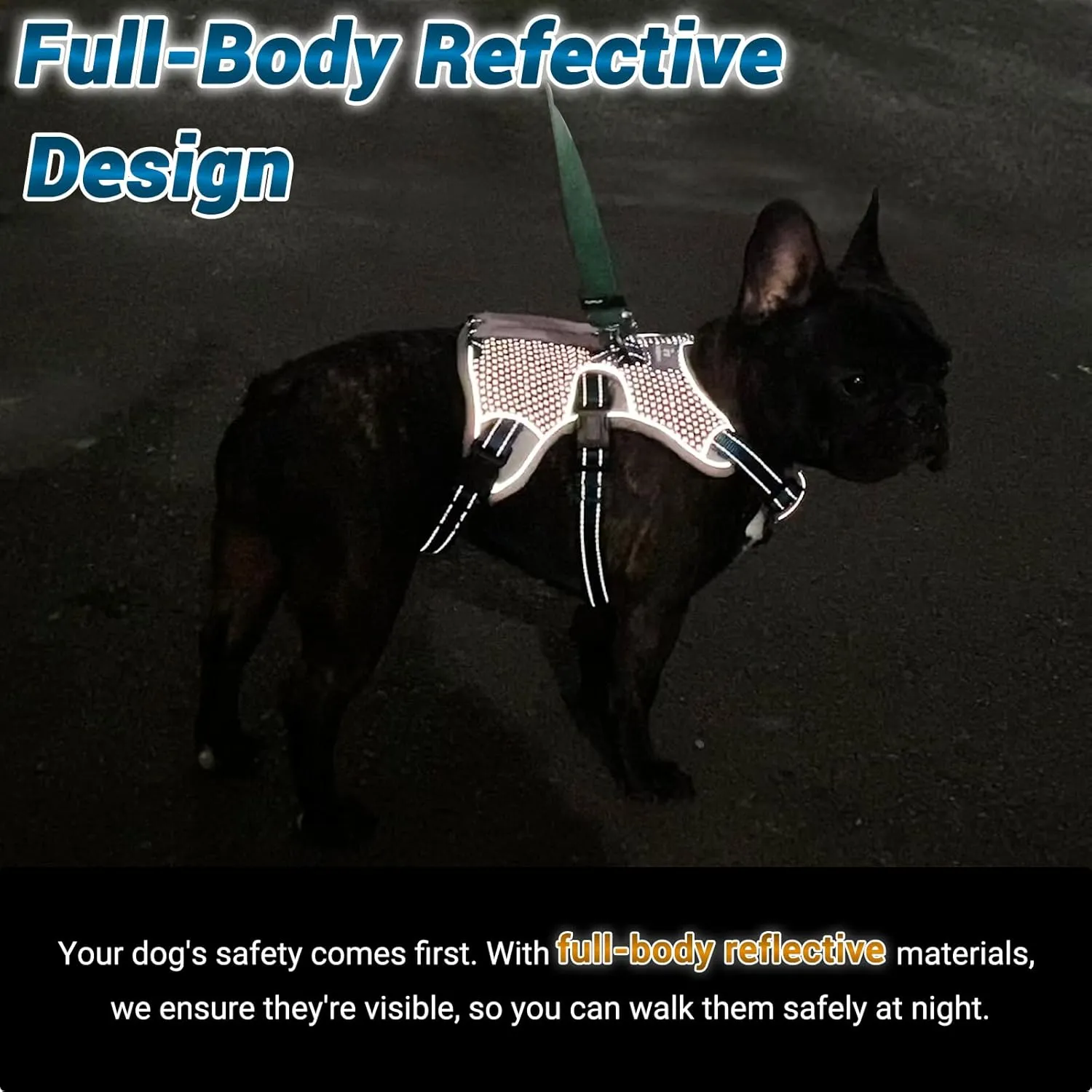 BELPRO Multi-Use Support Dog Harness, Escape Proof No Pull Reflective Adjustable Vest with Durable Handle, Dog Walking Harness for Big/Active Dogs (Blue, S)