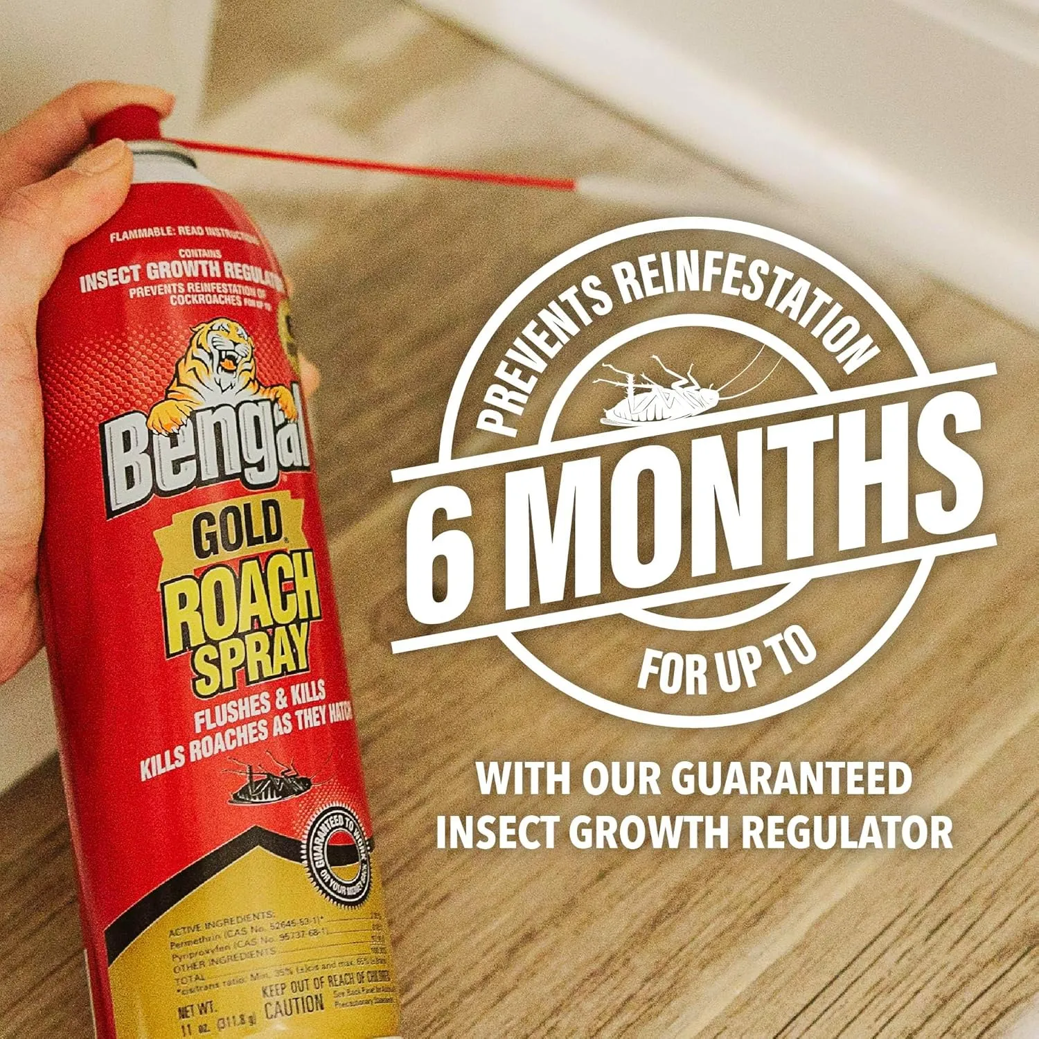 Bengal Gold Roach Spray - Odorless, Stain-Free Bug Spray for Home - Prevents Reinfestation for Up to 6 Months - 11 oz​, 2 Pack