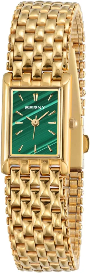 BERNY Gold Watches for Women Updated Ladies Quartz Wrist Watches Stainless Steel Band Womens Small Gold Watch Luxury Casual Fashion Bracelet Tools Included