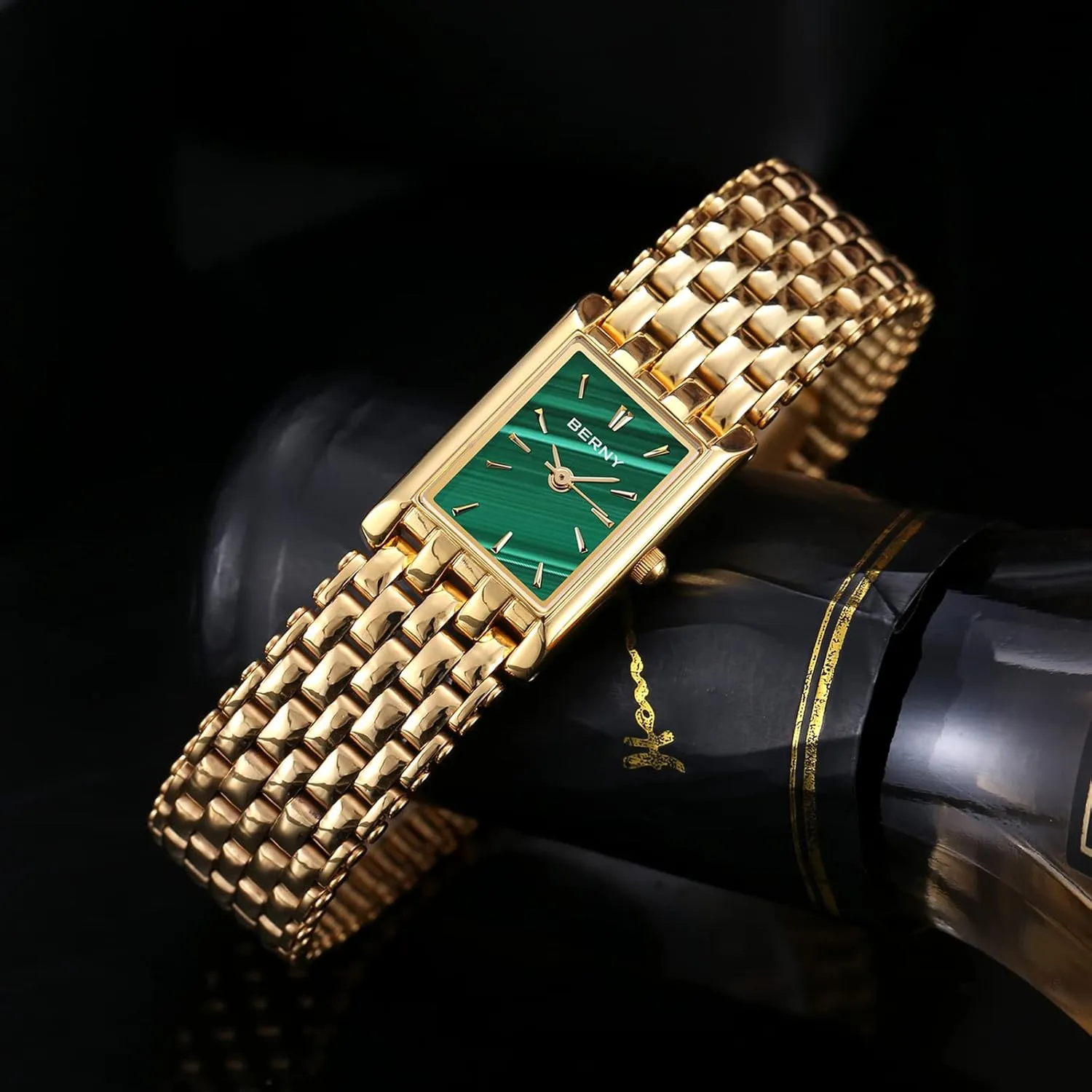 BERNY Gold Watches for Women Updated Ladies Quartz Wrist Watches Stainless Steel Band Womens Small Gold Watch Luxury Casual Fashion Bracelet Tools Included