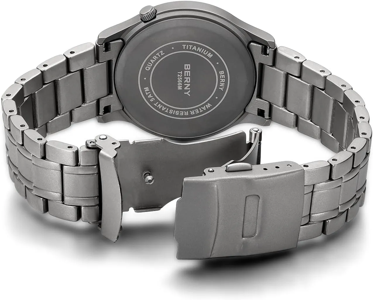 BERNY Men's Titanium Watch Japanese Sweep Second Quartz Movement Titanium Analog Quartz Watch T2566M Waterproof