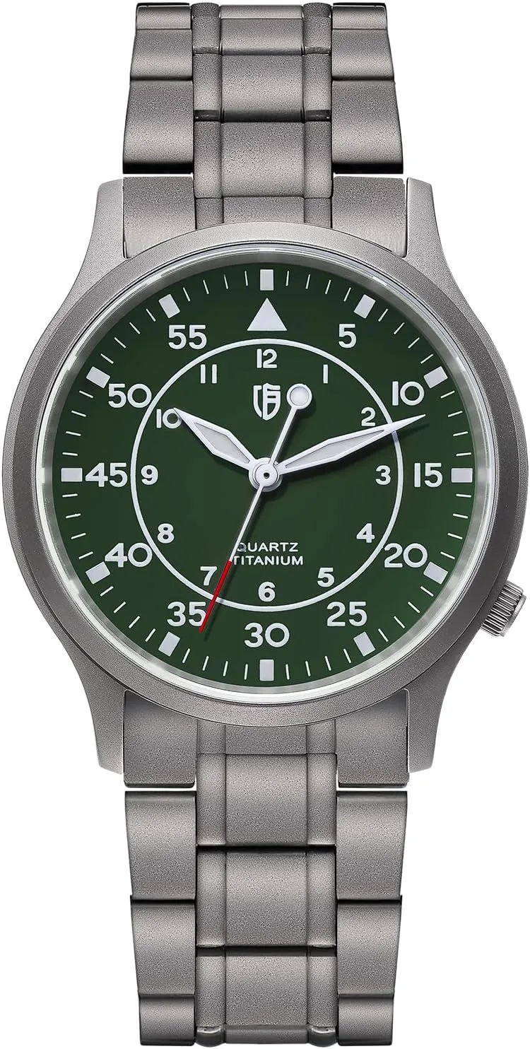 BERNY Men's Titanium Watch Japanese Sweep Second Quartz Movement Titanium Analog Quartz Watch T2566M Waterproof