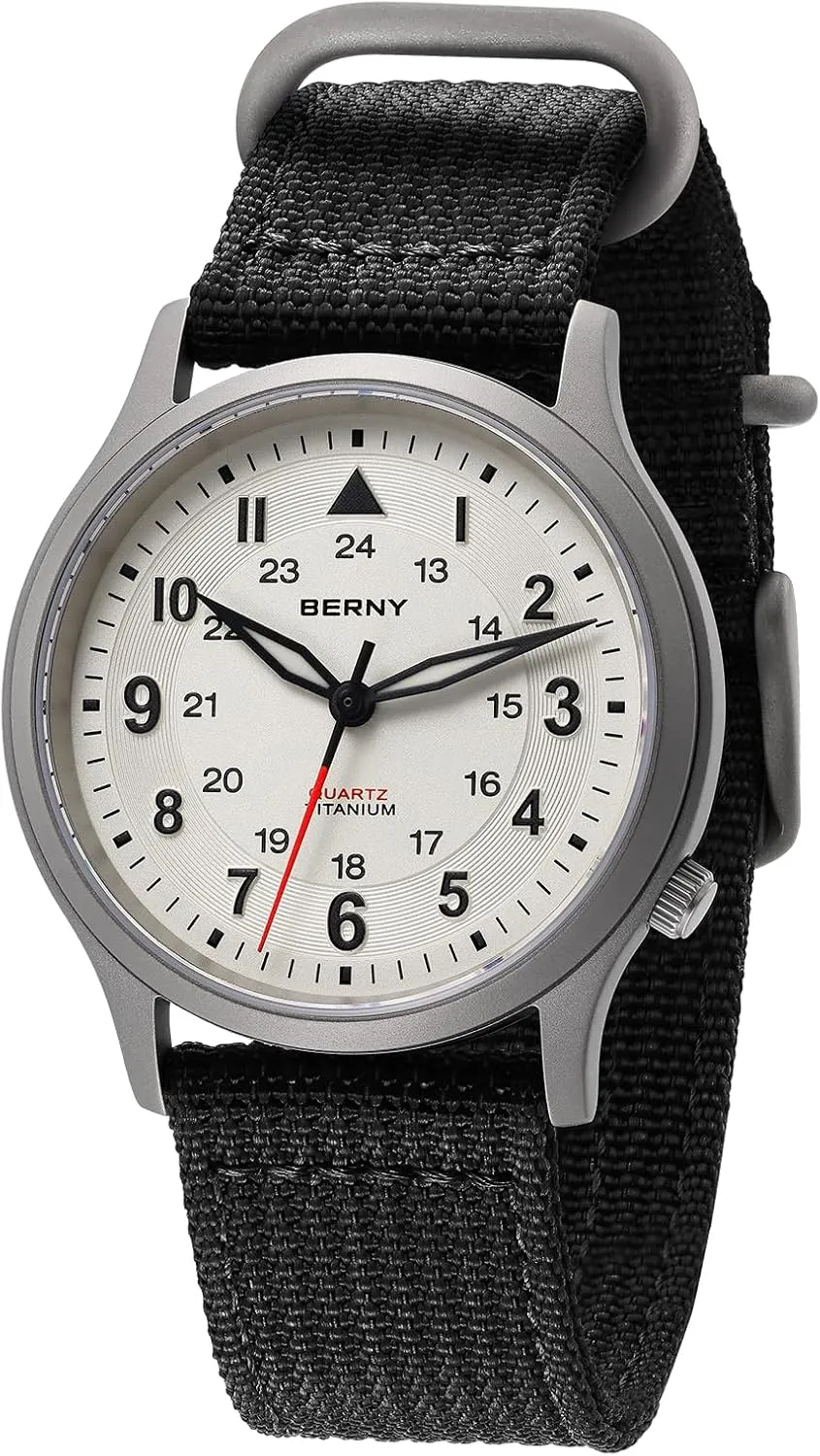 BERNY Titanium Watches for Men Japanese Sweep Second Quartz Movement Men's Field Wrist Watch 5ATM Waterproof Military Wristwatch for Men and Women Luminous Unisex Analog Sport Watches