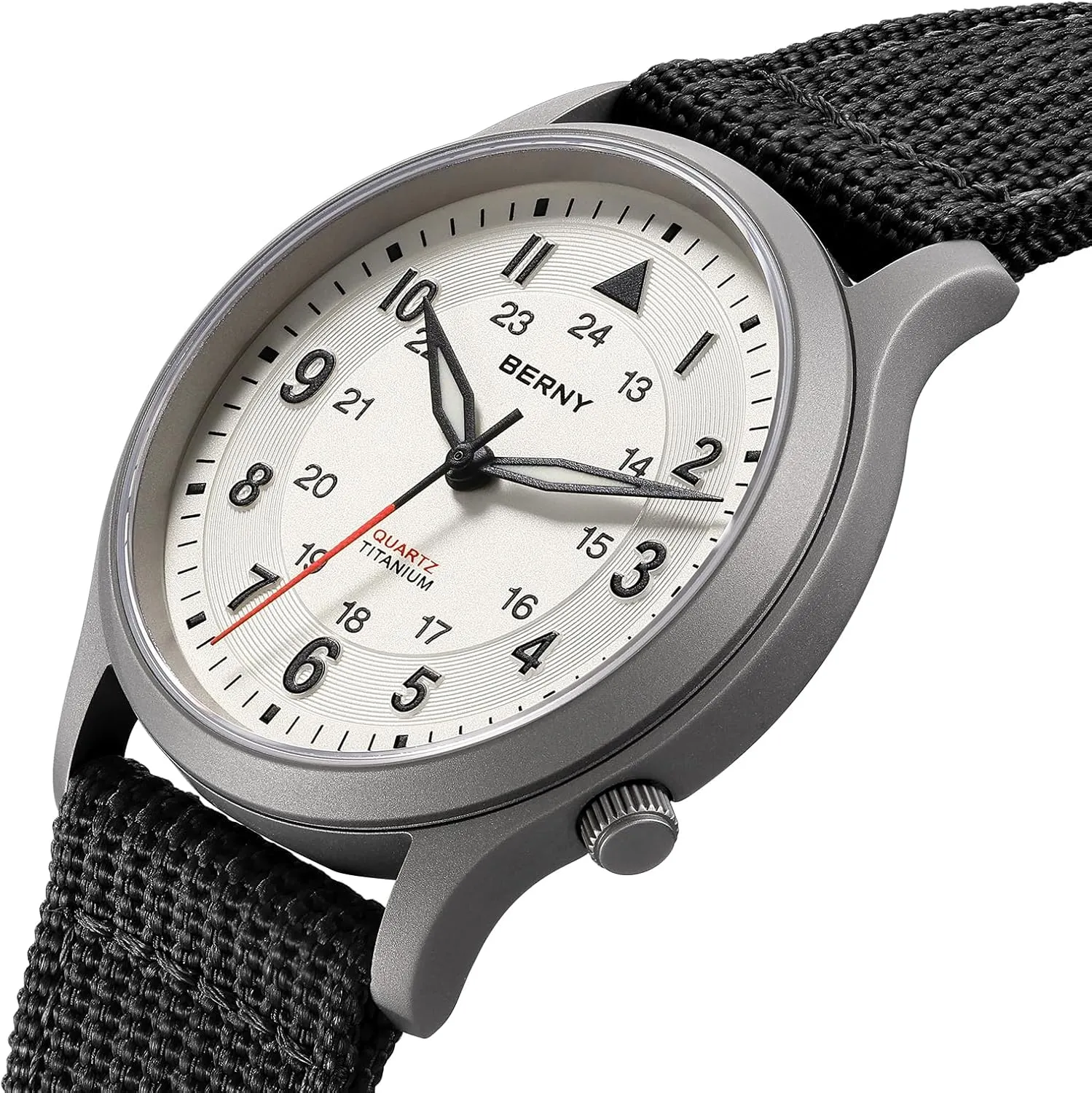 BERNY Titanium Watches for Men Japanese Sweep Second Quartz Movement Men's Field Wrist Watch 5ATM Waterproof Military Wristwatch for Men and Women Luminous Unisex Analog Sport Watches