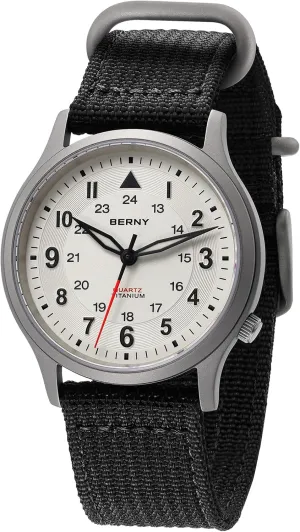BERNY Titanium Watches for Men Japanese Sweep Second Quartz Movement Men's Field Wrist Watch 5ATM Waterproof Military Wristwatch for Men and Women Luminous Unisex Analog Sport Watches