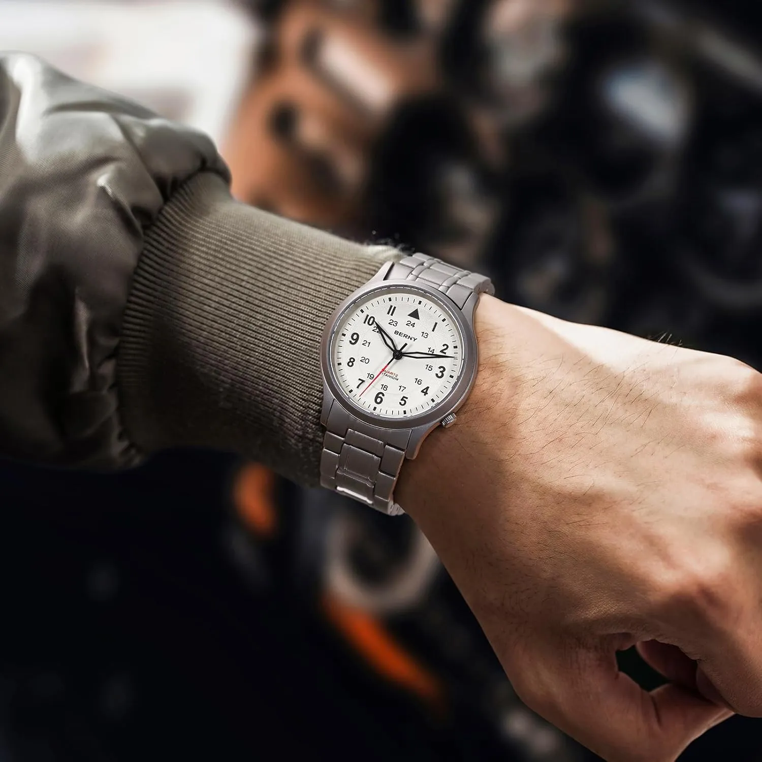 BERNY Titanium Watches for Men Japanese Sweep Second Quartz Movement Men's Field Wrist Watch 5ATM Waterproof Military Wristwatch for Men and Women Luminous Unisex Analog Sport Watches