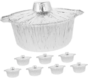 BESPORTBLE Portable Aluminum Disposable Pots 2300ml Round Foil Pans Lids for Bbq Camping Baking