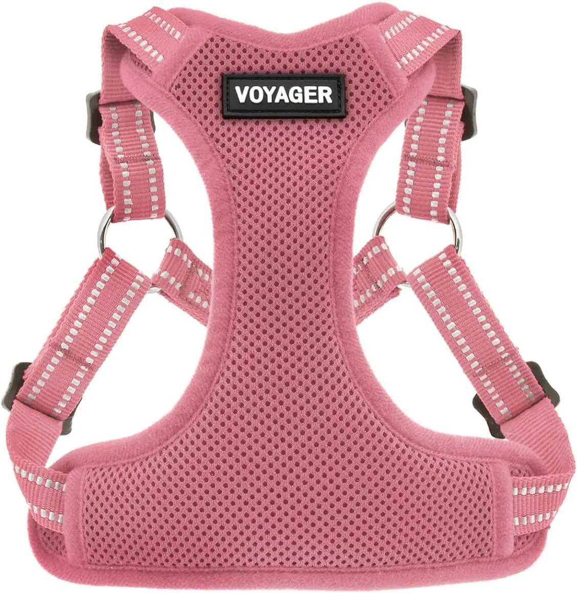 Best Pet Supplies Voyager Adjustable Dog Vest Harness Breathable No Pull Harness for Small, Medium, Large Dogs, Harness for Walking, Jogging, Easy Step-in, Reflective Stripes - Pink, XL