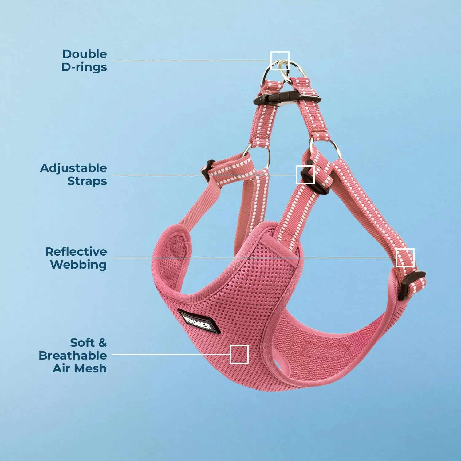 Best Pet Supplies Voyager Adjustable Dog Vest Harness Breathable No Pull Harness for Small, Medium, Large Dogs, Harness for Walking, Jogging, Easy Step-in, Reflective Stripes - Pink, XL