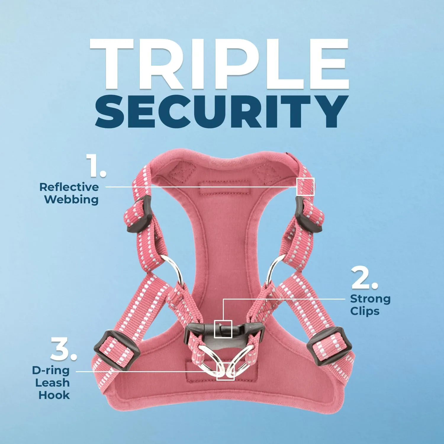 Best Pet Supplies Voyager Adjustable Dog Vest Harness Breathable No Pull Harness for Small, Medium, Large Dogs, Harness for Walking, Jogging, Easy Step-in, Reflective Stripes - Pink, XL