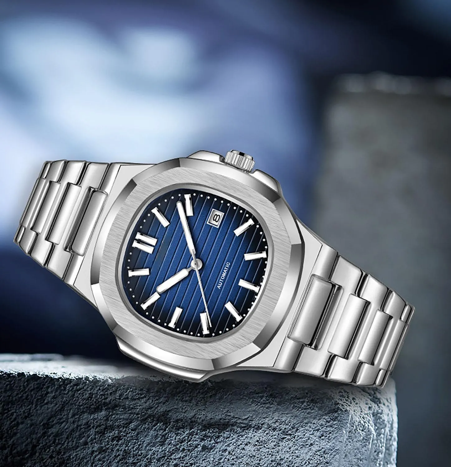 BESTKANG Men Automatic Watch Self Winding Mechanical Watch Stainless Steel Waterproof Luminous Watch Business Wrist Watch