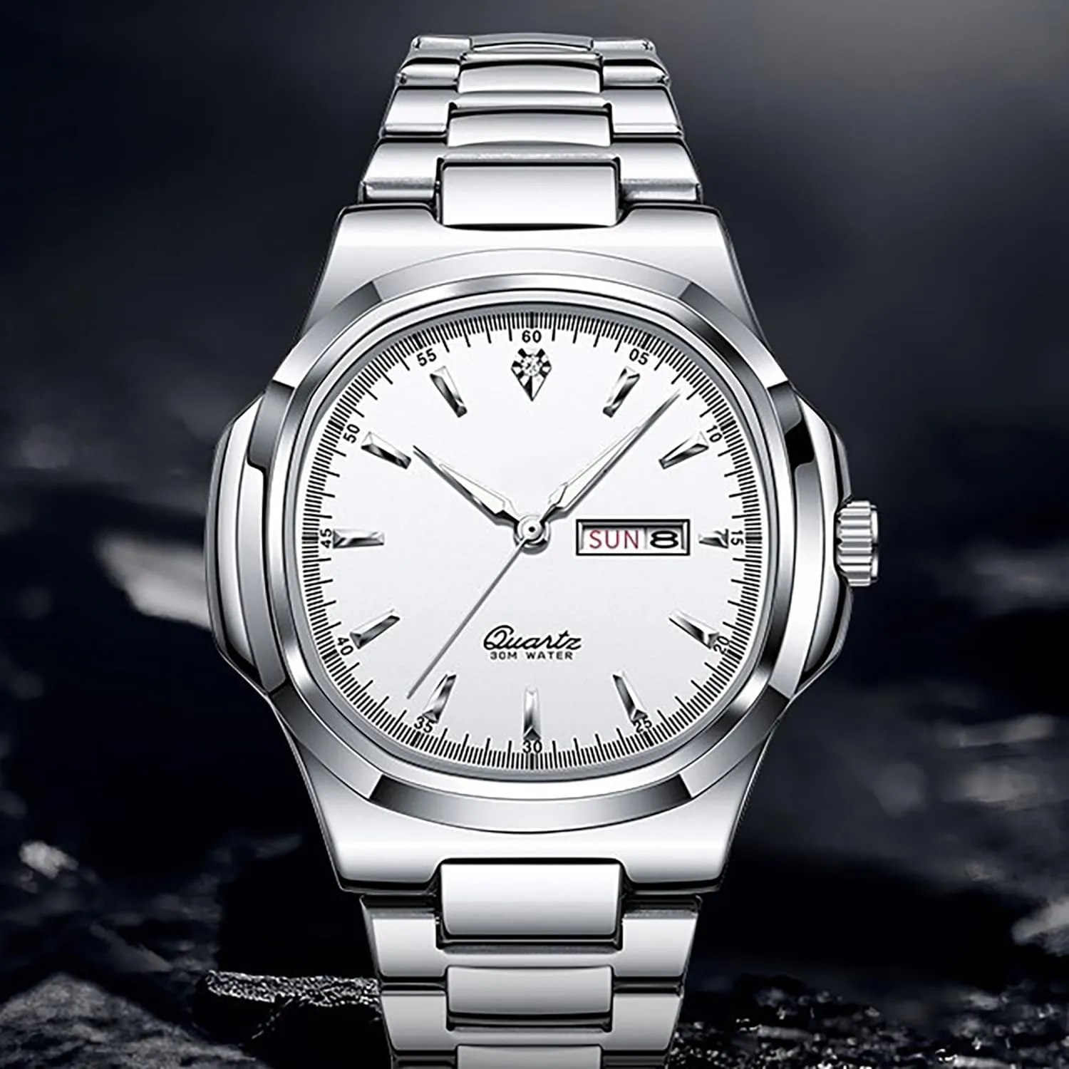 BESTKANG Men Quartz Movement Watch，Waterproof Luminous Men's Watch, Stainless Steel Strap Business Watches