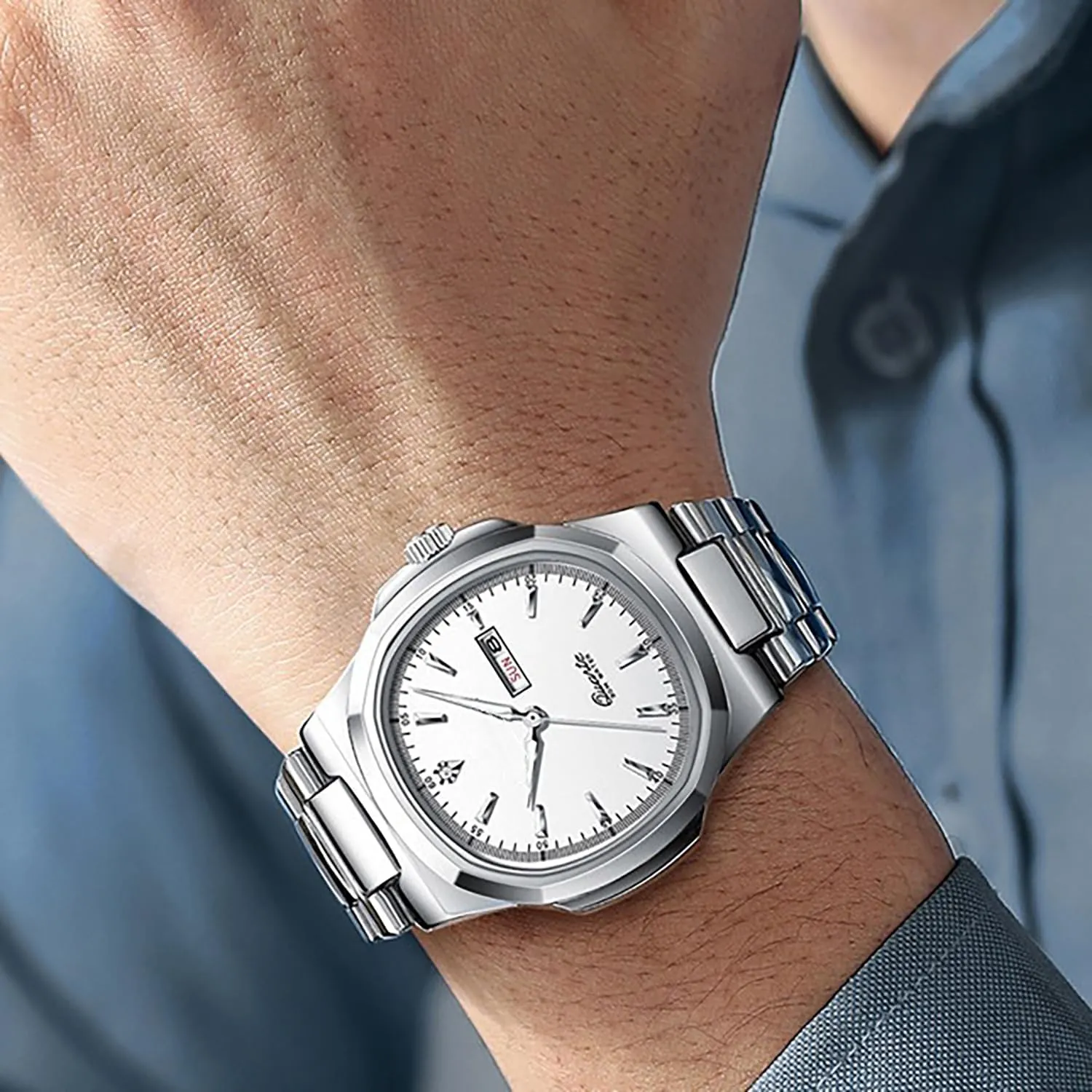 BESTKANG Men Quartz Movement Watch，Waterproof Luminous Men's Watch, Stainless Steel Strap Business Watches