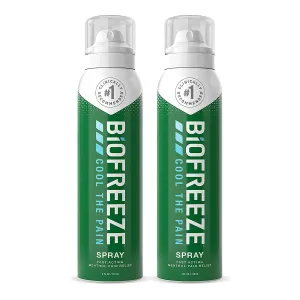 Biofreeze Pain Relief Spray, 4 oz. Aerosol Spray, Pack of 2, Colorless (Packaging May Vary)