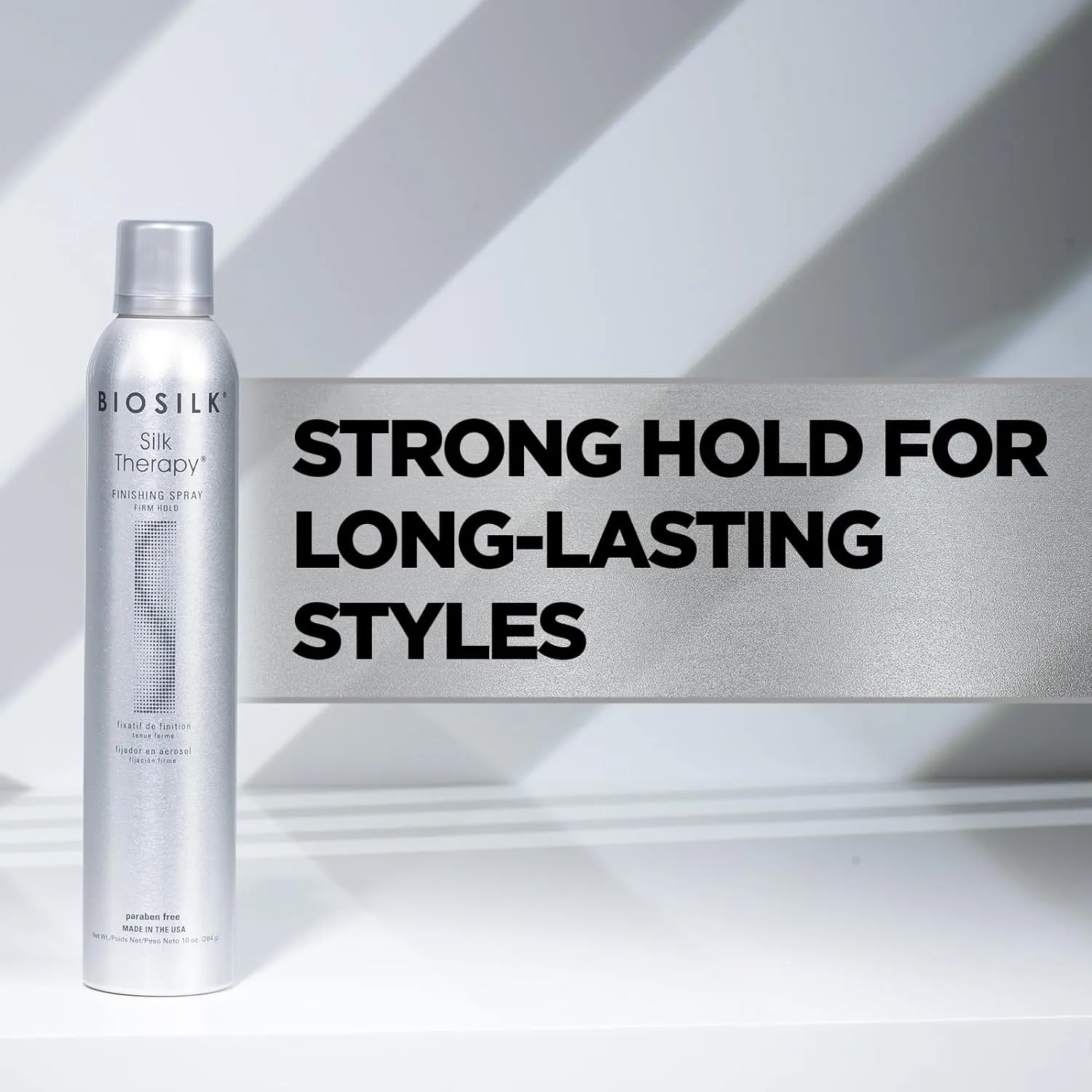 BioSilk Silk Therapy Finishing Spray Firm Hold, Strong-Hold Hairspray For Long-Lasting Styles, Sulfate, Paraben, & Cruelty-Free, 10 Oz