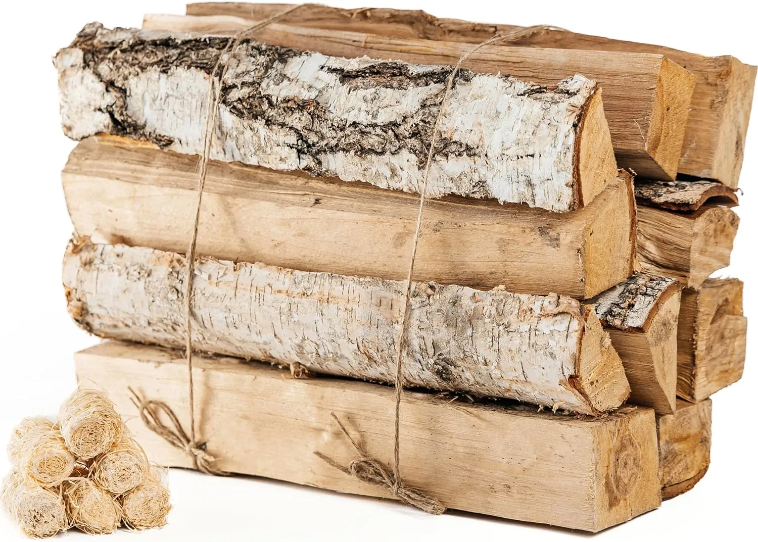 Birch Firewood Logs & Fire Starters Set