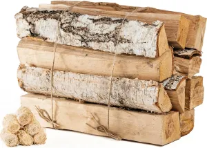 Birch Firewood Logs & Fire Starters Set