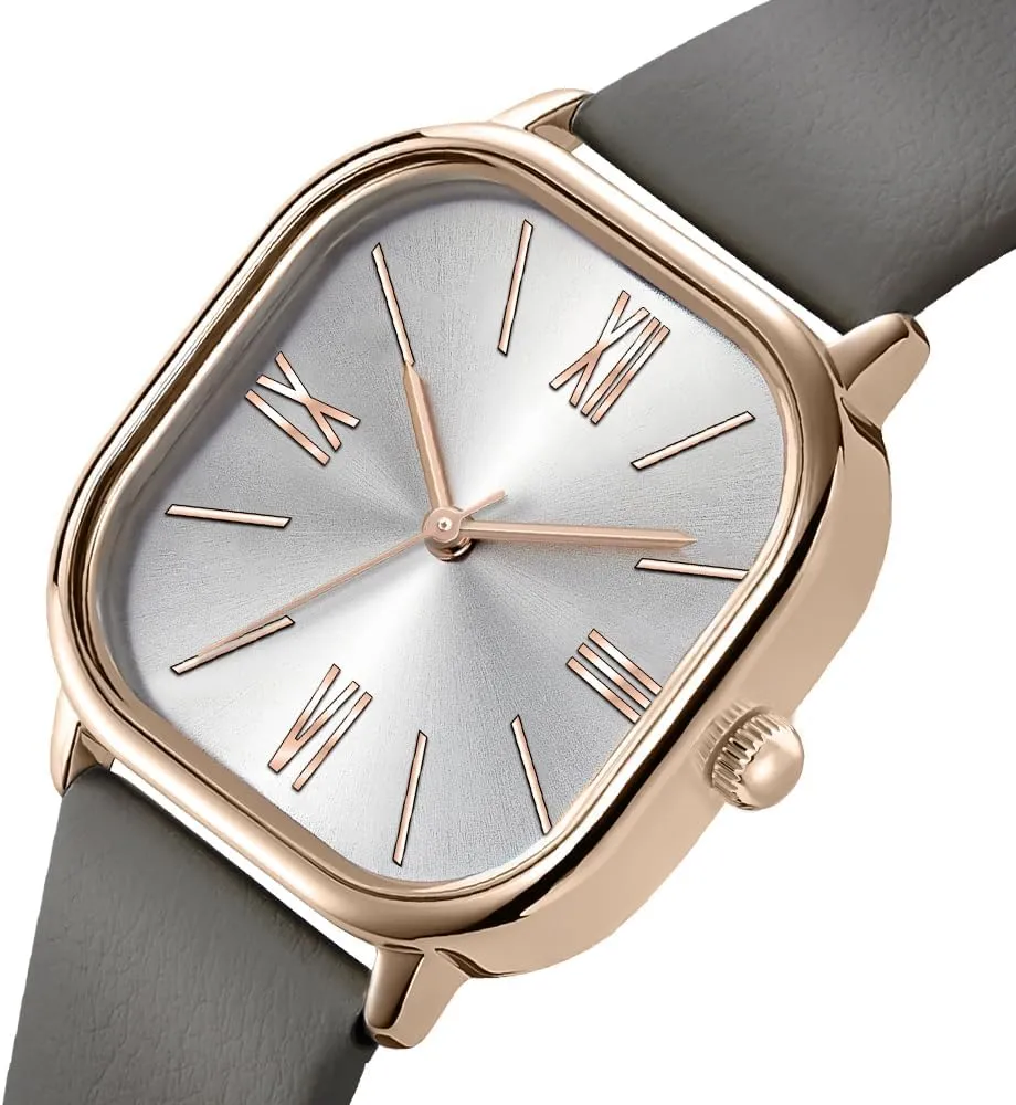 Bisley Square Watch for Women Leather Strap Easy to Read Waterproof Watch