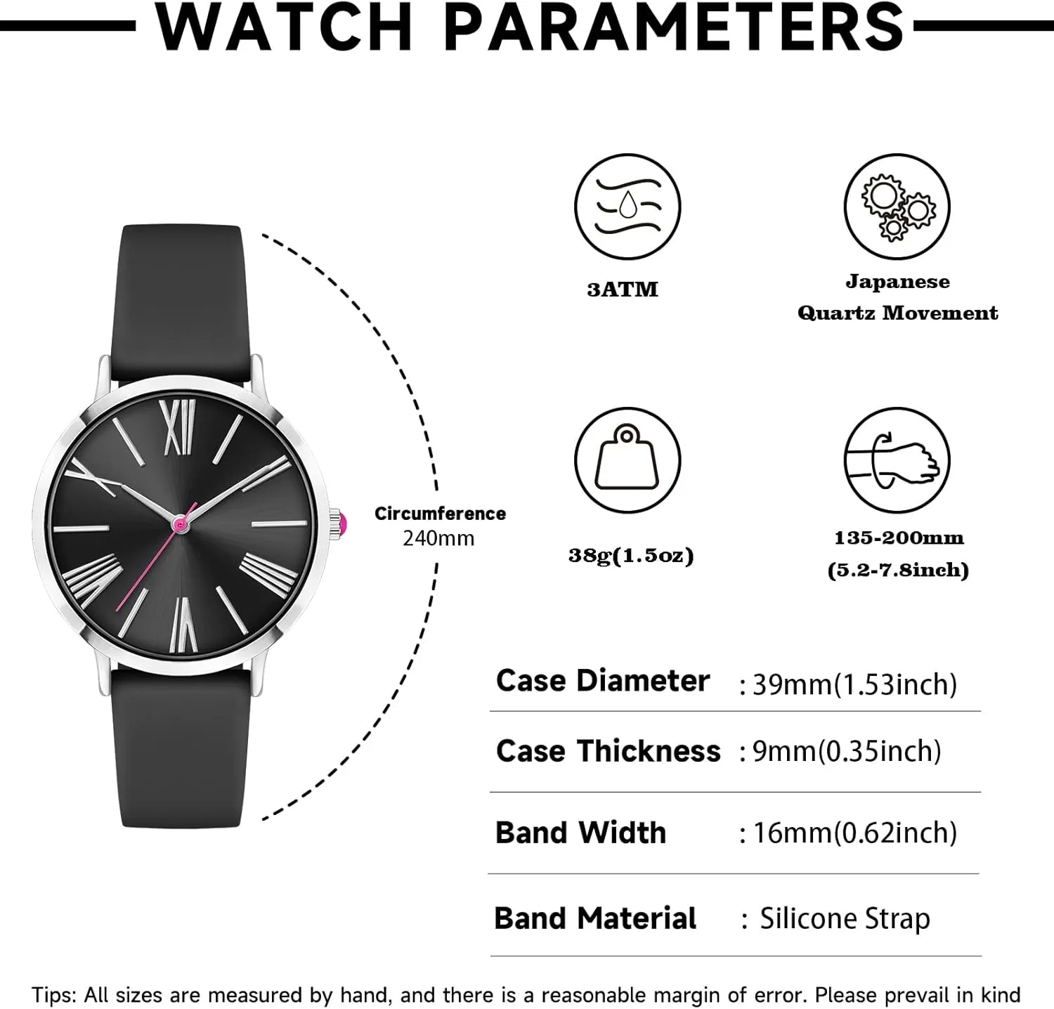 Bisley Women Watch Silicone Strap Easy to Read Waterproof Watch