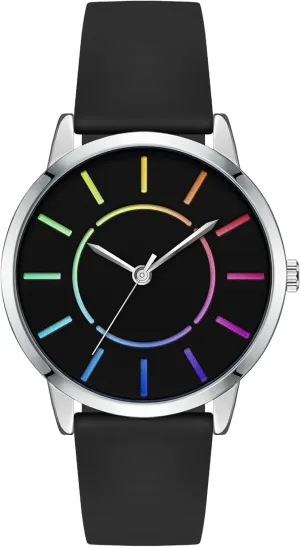 Bisley Women's Rainbow Watch Silicone Strap Waterproof Watch Fashion Analog Quartz Watches