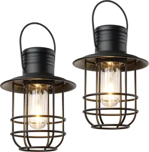 BL820-2 Battery-Operated LED Filament Style Lantern Outdoors Either Hanging or Standing , with Your Choice of 4, 6 or 8 Hour Automatic Timer