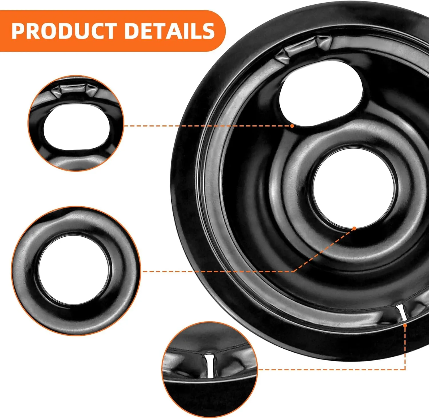 Black Electric Stove Burner Drip Pans WB31M19(8”) WB31M20(6”) and Electric Stove Burner Replacement MP15YA(6") MP21YA(8") for G-E Hot-point Ken-more Electric Range Stove by MIFLUS