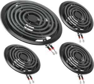 Black Electric Stove Burner Drip Pans WB31M19(8”) WB31M20(6”) and Electric Stove Burner Replacement MP15YA(6") MP21YA(8") for G-E Hot-point Ken-more Electric Range Stove by MIFLUS