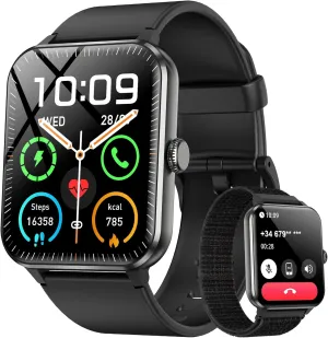 Blackview 2025 Smart Watch (Answer/Make Calls), Fitness Watch for Men and Women with Heart Rate/SpO2/Sleep Monitor/2 Straps, 100  Sports Modes, IP68 Waterproof Activity Tracker for Android/iPhone