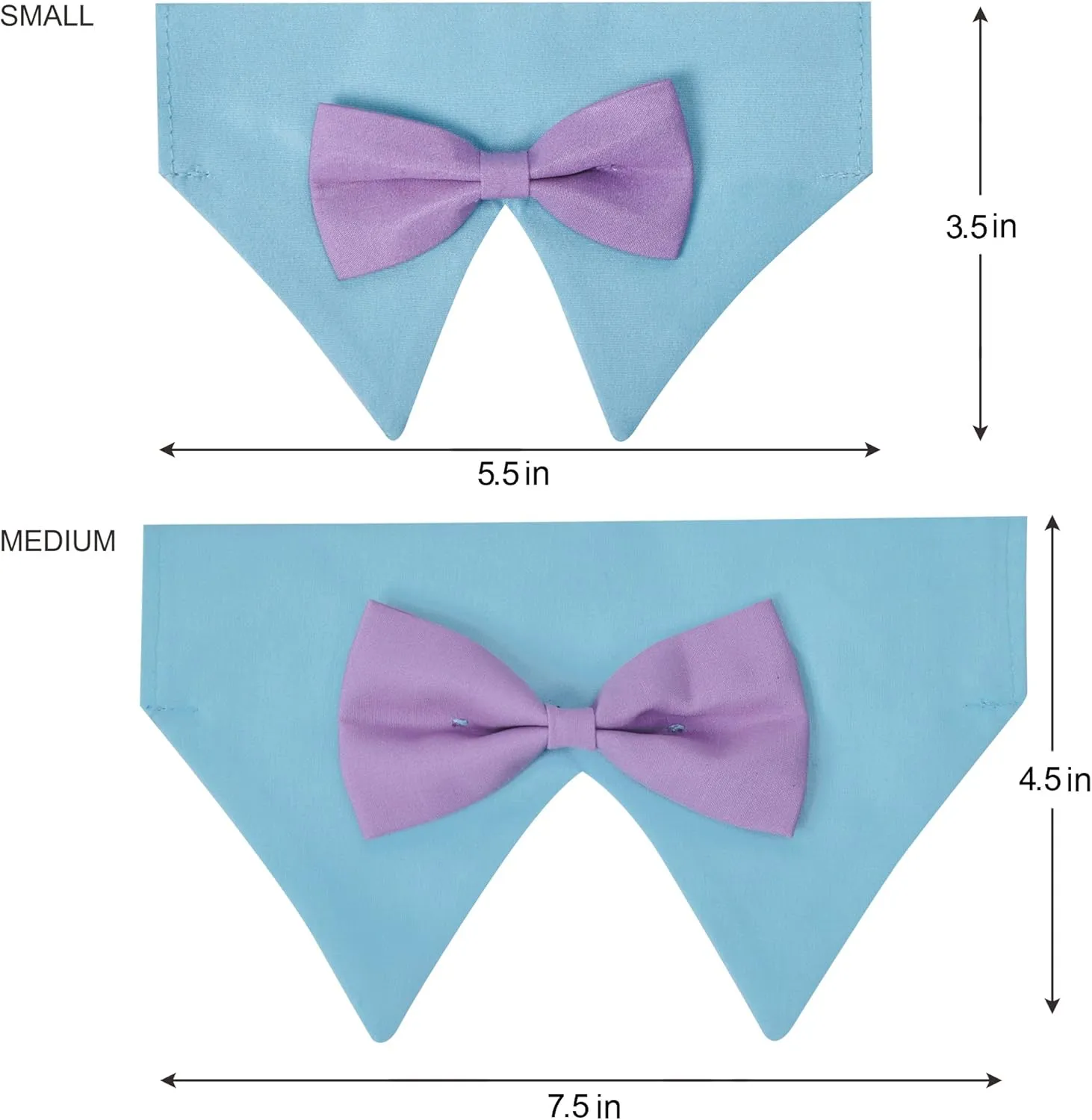 Blueberry Pet 5 Patterns Sophisticated Pastel Blue Checker Adjustable Dog Bandana Collar with Bow Tie, Small, Neck 12"-16"