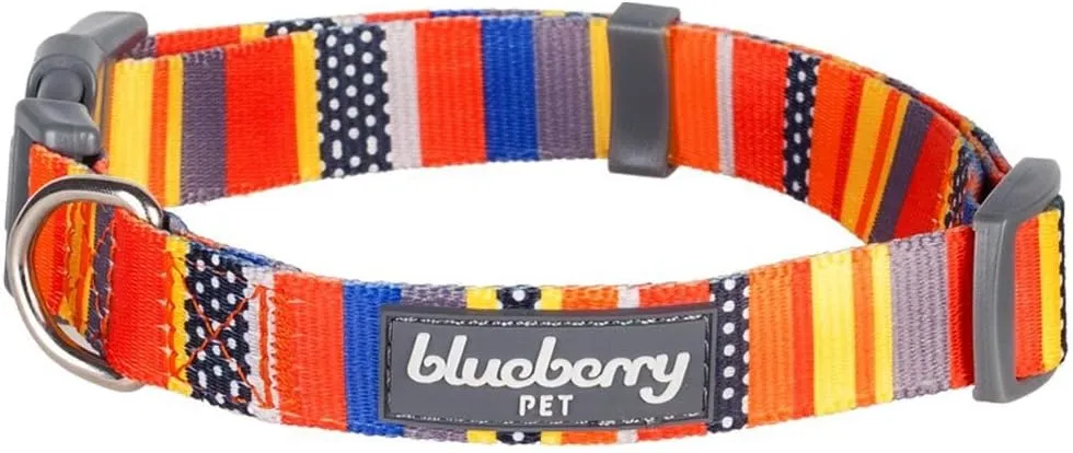 Blueberry Pet Essentials Personalized Dog Collar, Nautical Flags Design, Medium, Adjustable Customized ID Collars for Medium Dogs Embroidered with Pet Name & Phone Number