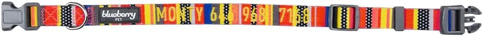 Blueberry Pet Essentials Personalized Dog Collar, Nautical Flags Design, Medium, Adjustable Customized ID Collars for Medium Dogs Embroidered with Pet Name & Phone Number