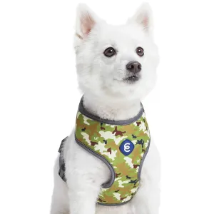 Blueberry Pet Essentials Soft & Comfy Green Camo Print Camouflage Dog Harness Vest Chest Girth 19.5" - 26" Medium Adjustable Harnesses for Dogs