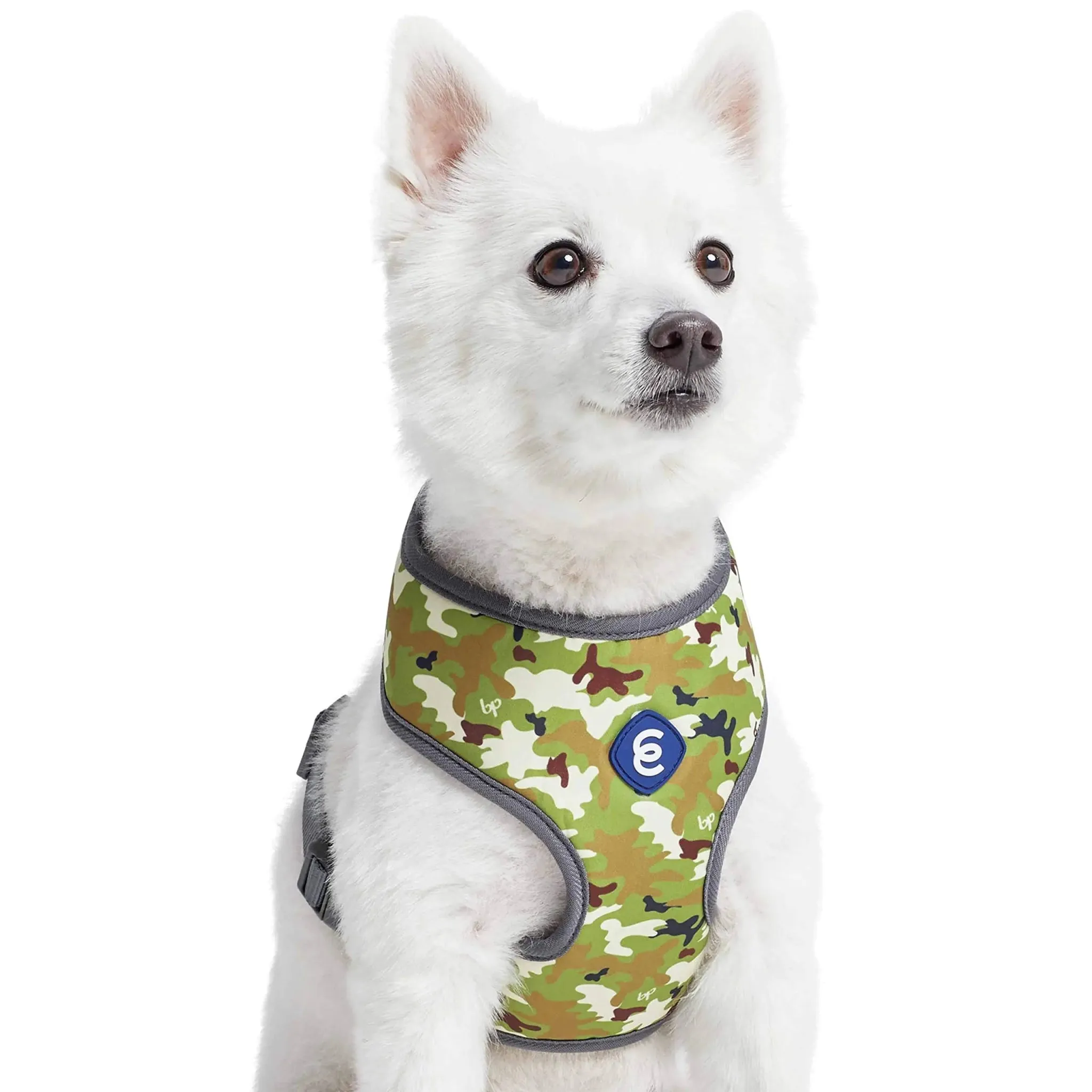 Blueberry Pet Essentials Soft & Comfy Green Camo Print Camouflage Dog Harness Vest Chest Girth 19.5" - 26" Medium Adjustable Harnesses for Dogs